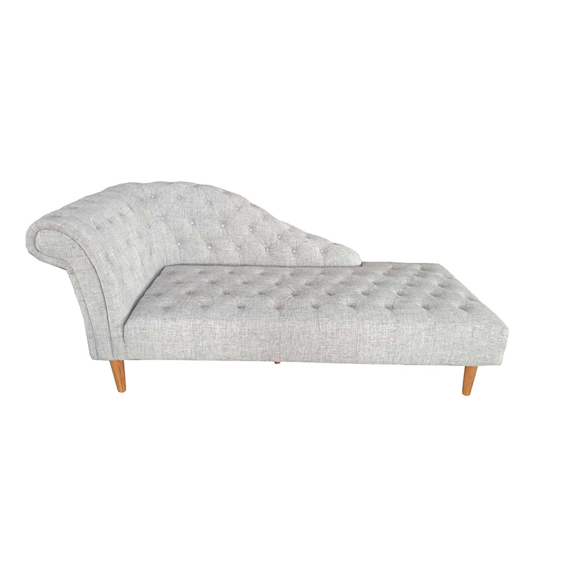 Modern Chaise Lounge with White Fabric Cover and Solid Wood Leg