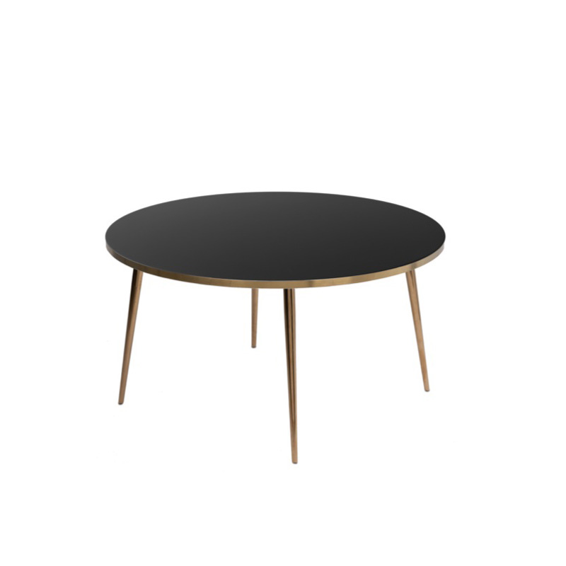 Tempered Glass Top with Brass Brushed Leg Coffee Table  