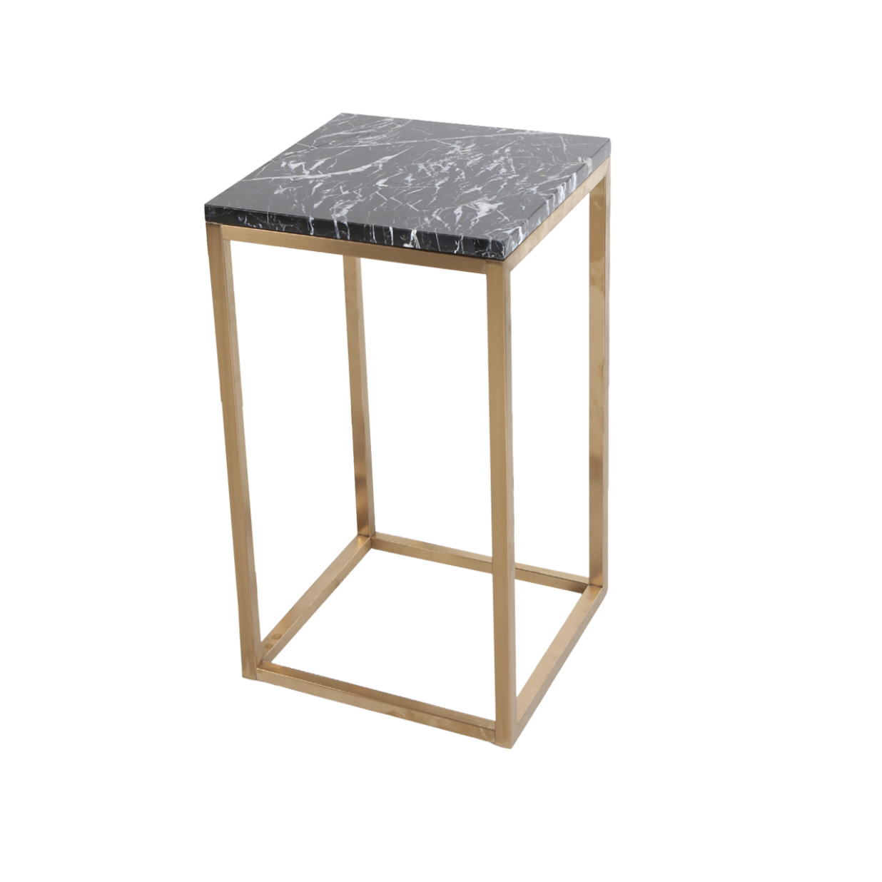 Marble look Top with Brass Brushed Base Side Table  End Table