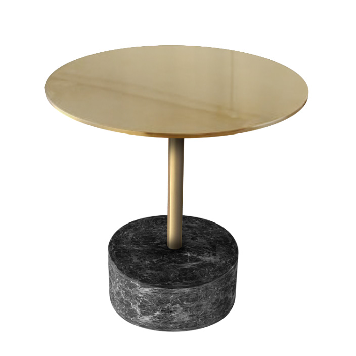 Brass Look Top with Marble look Base Coffee Table Side Table