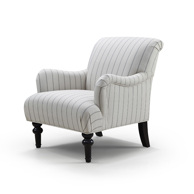 Modern Luxury Stripes Fabric with Solid Wood Leg Leisure Chair 