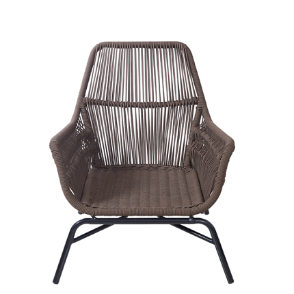 modern outdoor aluminum black frame brown rope leisure chair