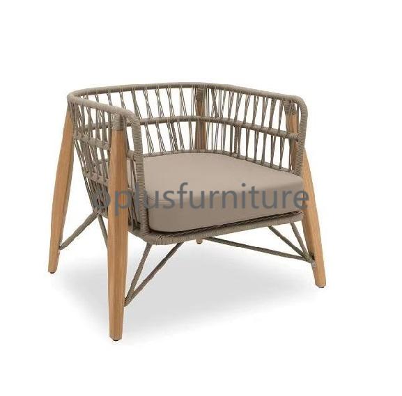 outdoor exterior aluminum frame in wood look finish lounge armchair