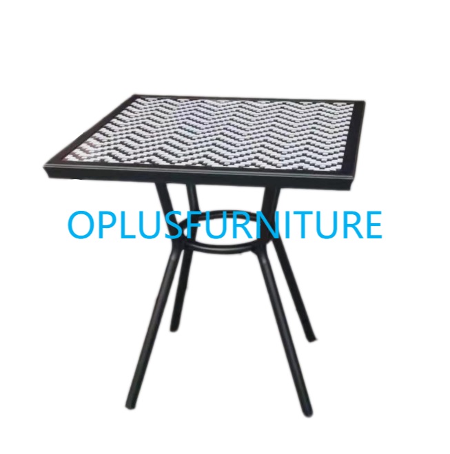 modern french garden outdoor rattan weaving square cafe table 