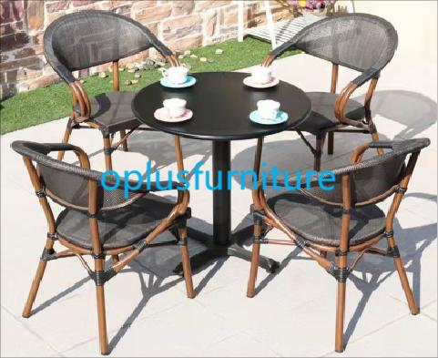 modern bistro french style teslin sling aluminum frame chair and carbon steel table sets