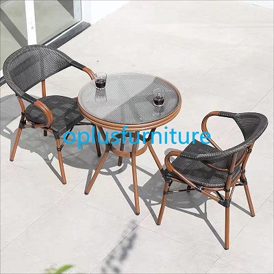 modern aluminum frame teslin cheap bistro chair table sets 