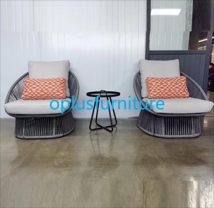 modern outdoor aluminum frame rope weaving lounge chair sets
