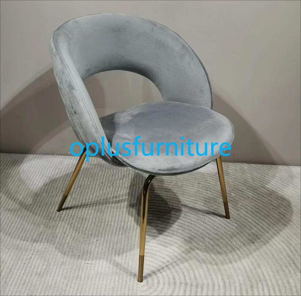 Popular Luxury Home Furniture Gold Leg Round Shape Velvet Dining Chair