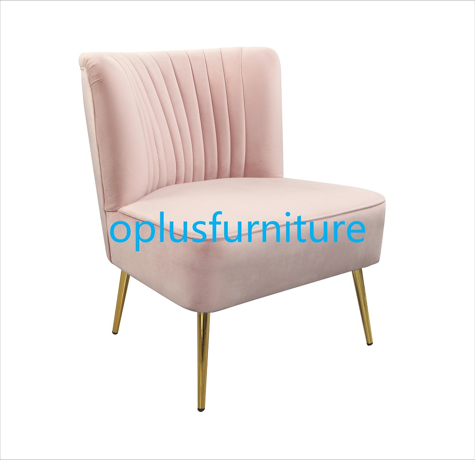 modern wholeslae gold leg pink velvet leisure lounge chair 