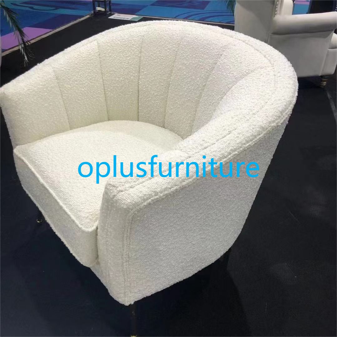 modern popular beige boucle leisure metal chair 