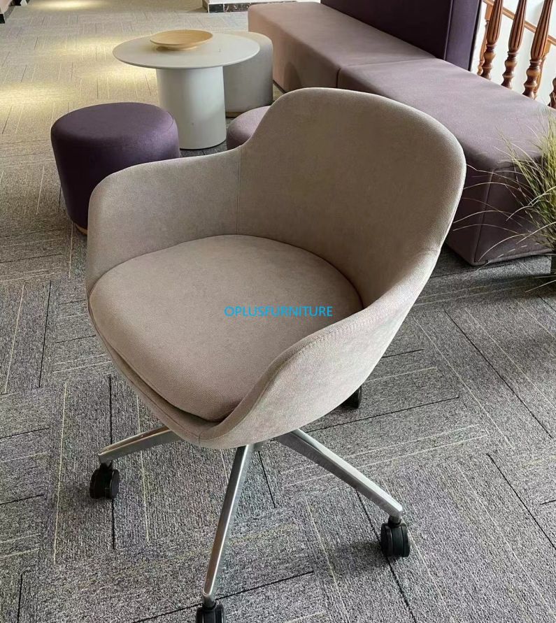 Modern Hotel Project High Quality Fabric Fabric Upholstroy 360 Degree Swivel Rotary with Nylon Caster Public Office Chair