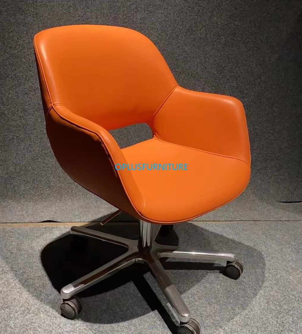 Modern Hotel Project High Quality PU Leather 360 Degree Swivel Rotary with Nylon Caster Public Office Chair