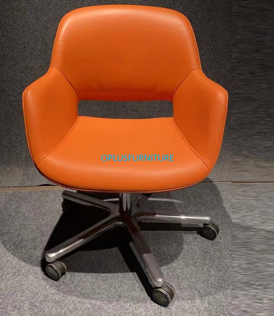 Modern Hotel Project High Quality Luxury Chrome base Nylon Caster Leather 360 Degree Swivel Chair