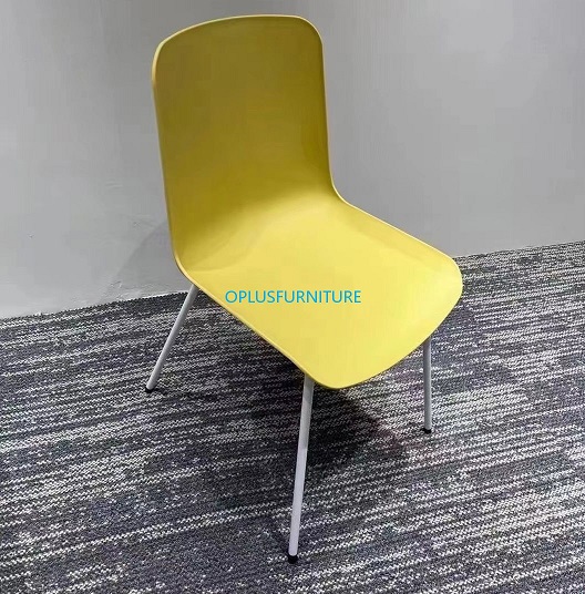 Modern Popular Public Area Solution Yellow Plastic Seat Chrome base Canteen Chair