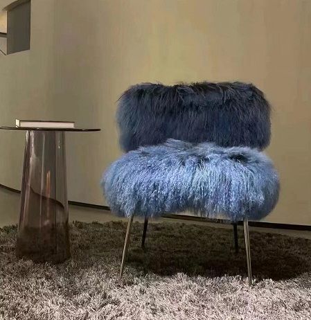 MODERN LUXURY ITALIAN STYLE REAL FUR DINING CHAIR