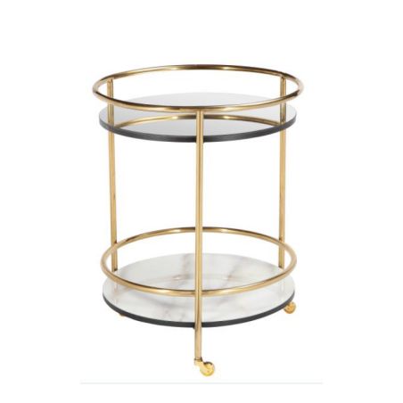 MODERN GOLD PRINT GLASS TROLLEY