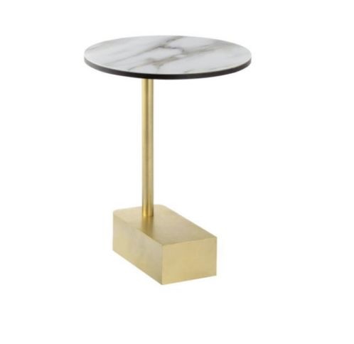 MODERN LIVINIG HOME FURNITURE GOLD LEG PRINT GLASS  SIDE TABLE