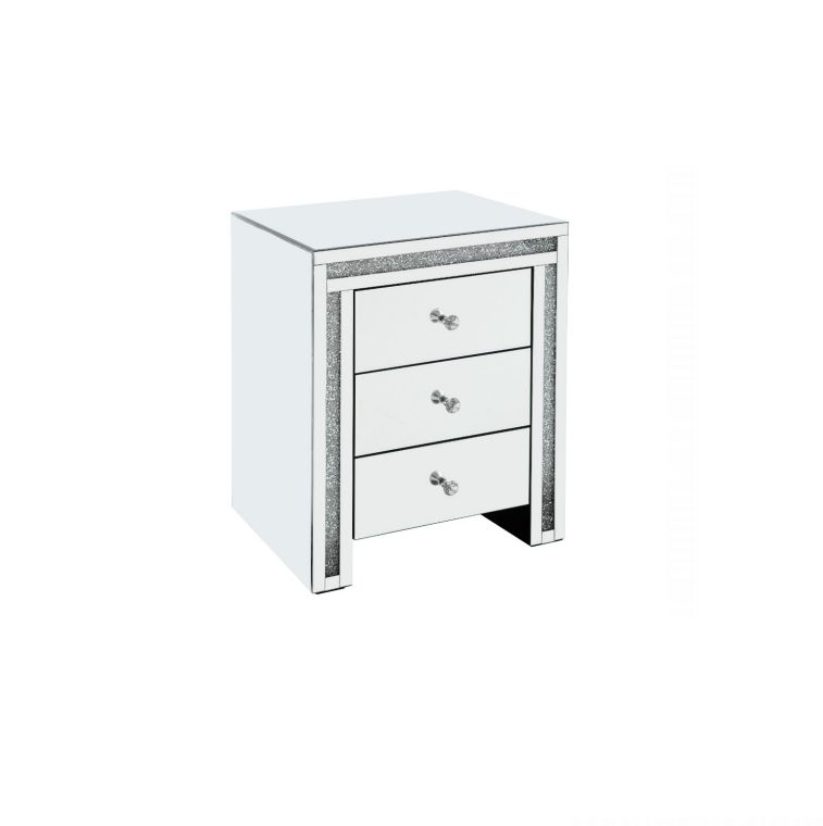 WHOLESALE MODERN MIRRORED BEDROOM 3 DRAWERS BEDSIDE TABLE