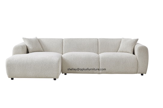 MODERN LUXURY HOME LIVING FURNITURE CUSTOMIZED BEIGE BOUCLE SECTIONAL SOFA