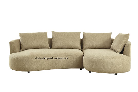 HOT SALE MODERN INTERIOR DESIGN HOME HOTEL VILLA  RESORT APARTMENT LIGHT YELLOW FABRIC SECTIONAL SOFA 