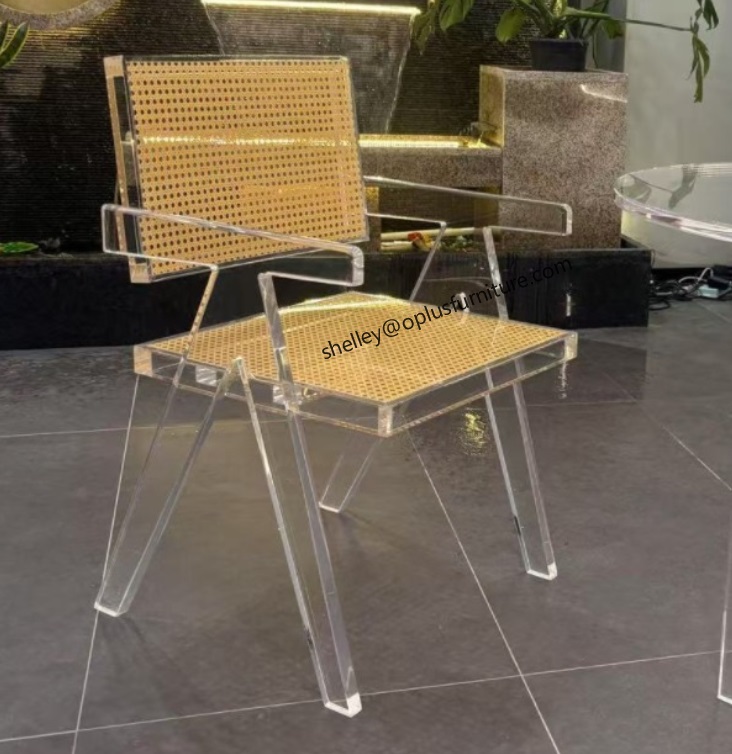 Wholesale New Collcetion Furniture Customized Interior Wicker Trasparant Acrylic Dining Chair